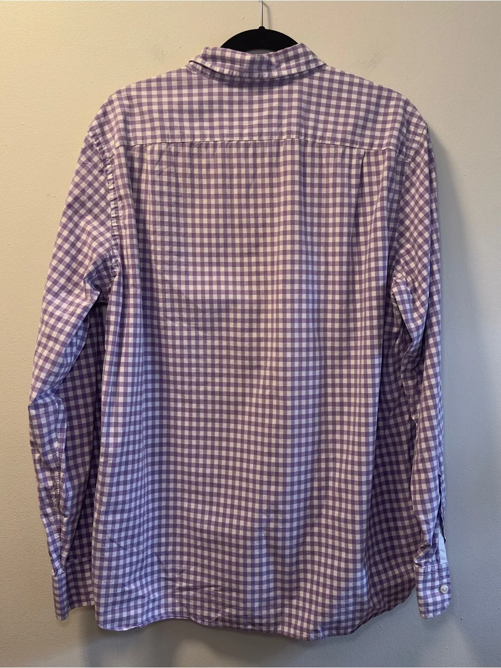 J.Crew Men’s Secret Wash Shirt Purple White Gingham Button Down 100% Cotton Sz L